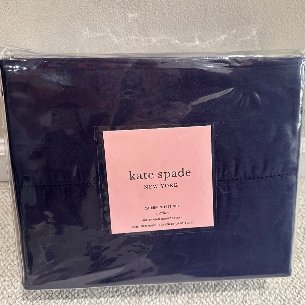 Kate Spade Weston Queen Sheet Set | in Navy